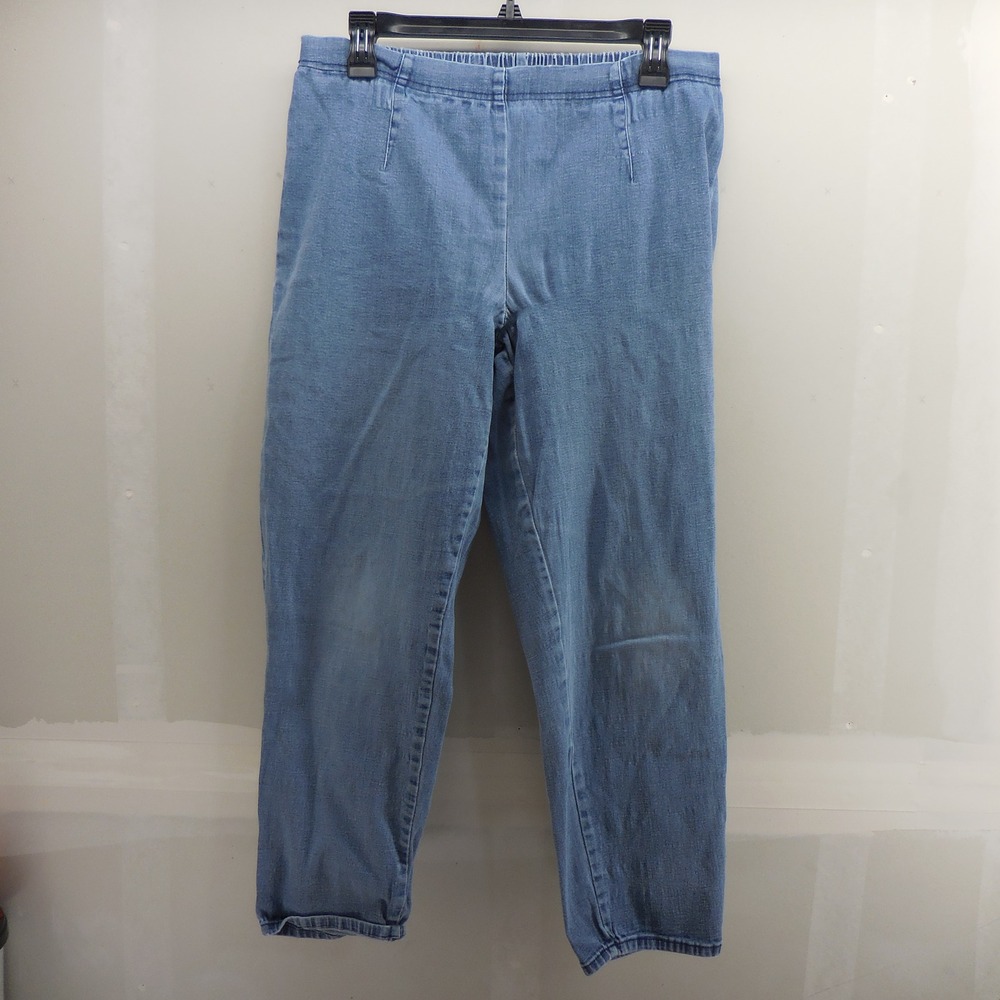 Just My Size Womens Plus 14W 16W Light Wash Stretch Pull On Denim Pants Blue